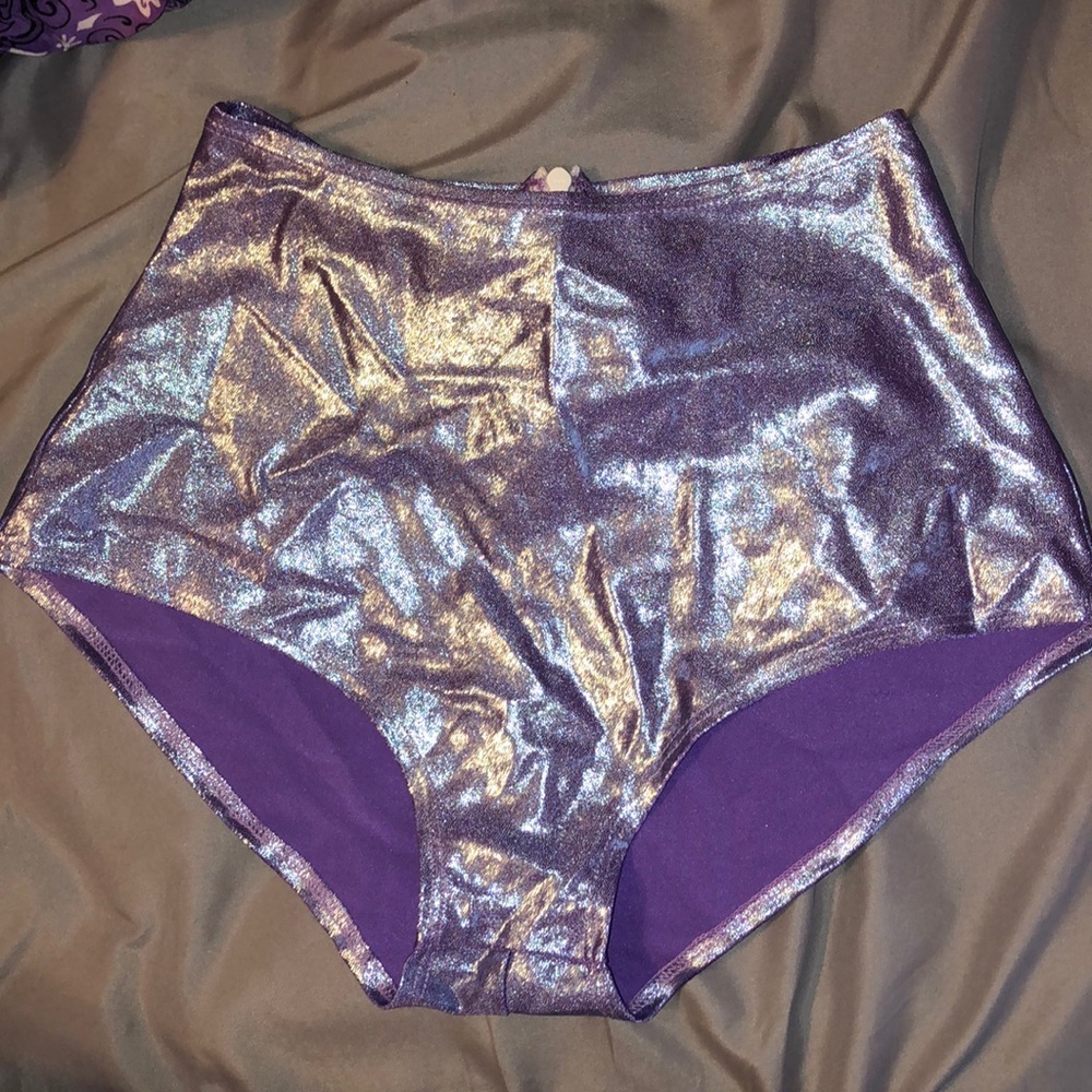 J Valentine high waist sparkly purple booty shorts